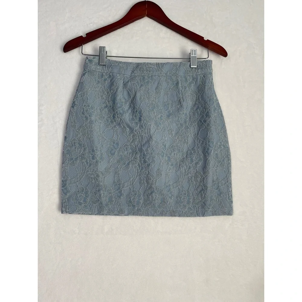 Naked Wardrobe Blue Floral Lace Mini Skirt Small NWT Coquette Boho - Picture 2 of 7